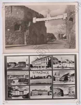  - 2x Strážnice (Hodonín), Veselská brána, celkový pohled, Fototypia-Vyškov, více záběrů, částečný záběr města, náměstí, socha, kostel, Grafo Čuda Holice