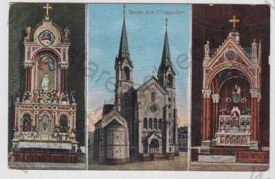  - Filipov (Filippsdorf) - Děčín, více záběrů, kostel, oltář, interiér, kolorovaná