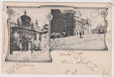  - Doksany (Litoměřice), více záběrů, Zámecká brána, hotel, koláž, DA