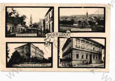  - Dobruška, Rychnov nad Kněžnou, více záběrů, celkový pohled, pohled ulicí, škola