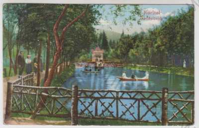  - Karlovo údolí (Karltal) - Děčín, jezero, loď, kolorovaná