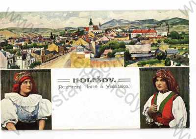  - Holešov, Kroměříž, více záběrů, celkový pohled, ženy v kroji
