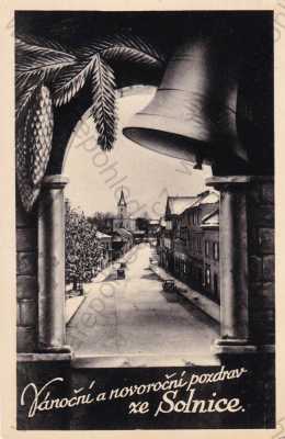  - Solnice Rychnov nad Kněžnou, fotokoláž, náměstí, Vánoce