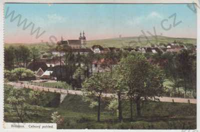  - Březnice (Příbram), barevná, celkový pohled, kostel