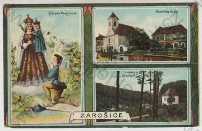 - Zarošice (Hodonín), barevná, více záběrů, Madona, kostel, studánka