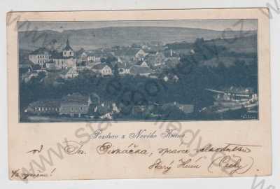  - Nový Knín (Příbram), celkový pohled, kostel, DA