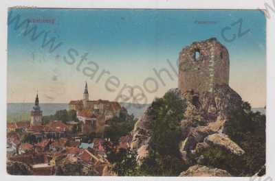  - Mikulov (Nikolsburg) - Břeclav, zámek, část města, Kozí hrádek, kolorovaná