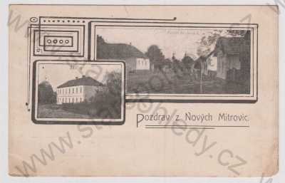  - Nové Mitrovice (Plzeň - jih), více záběrů, škola, kostel, koláž