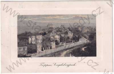  - Opava - Engelsbergpark, lehce vystouplý rámeček, kolorovaná