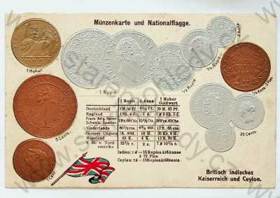  - Mince - Velká Británie - mince, kurzy měn, vlajka, plastická karta, zlacená, kolorovaná
