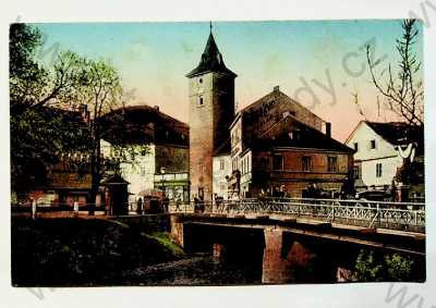  - Plzeň - most, věž, kolorovaná