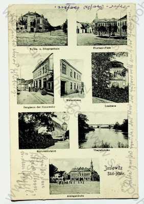  - Jaroslavice (Joslowitz) - náměstí, vily, most, škola, hasičská zbrojnice, radnice, více záběrů