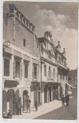  - Český Krumlov, pohled ulicí, obchod, reklama, Foto Seidel