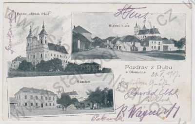  - Dub (Olomouc), více záběrů, Poutní chrám Páně, kostel, Hlavní ulice, náměstí, koláž