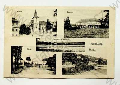  - Merklín - kostel, most, zámek, řečiště, pivovar, lihovar, více záběrů