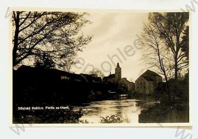  - Střelské Hoštice - pohled od řeky, Otava, real foto