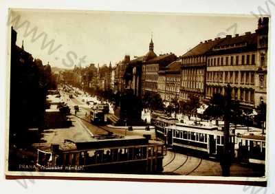  - Praha - Václavské náměstí, socha sv. Václava, TRAMVAJ