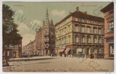  - Chomutov (Komotau), pohled ulicí, kolorovaná