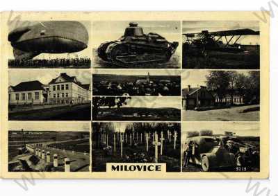  - Milovice, Nymburk, více záběrů, AGMSP tank, vzducholoď, letadlo, auto, hřbitov