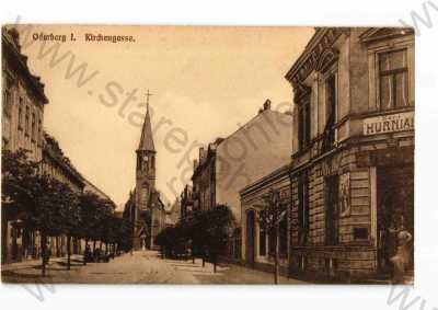  - Bohumín, Karviná, kostel, pohled ulicí, tónovaná