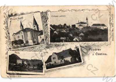  - Čestín, Kutná hora, koláž, více záběrů, kostel, škola, celkový pohled, DA