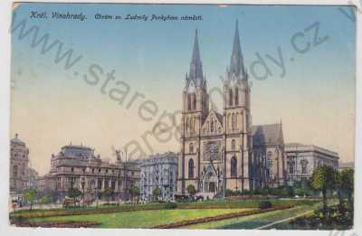  - Praha 2, Královské Vinohrady, Chrám sv. Ludmily, Purkyňovo náměstí, kolorovaná