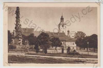  - Hošťka (Litoměřice), náměstí, socha, sloup, kostel