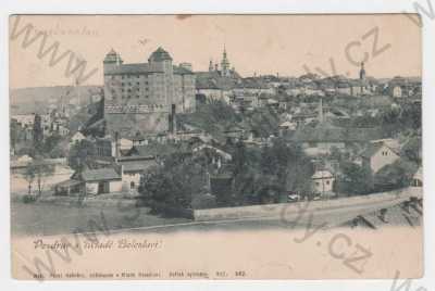  - Mladá Boleslav, částečný záběr města, hrad, kostel, DA