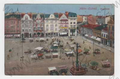  - Moravská Ostrava (Mähr. Ostrau.), barevná, náměstí, trh, pohled na město z výšky