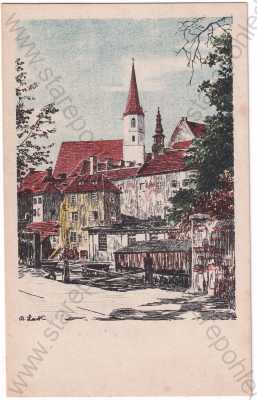  - Cheb - kostel, chromolitografie, Lark