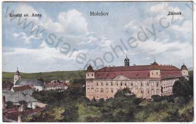  - Holešov - kostel sv. Anny, zámek, kolorovaná