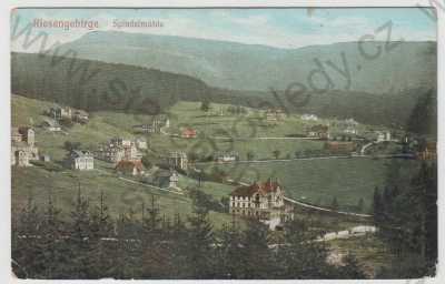  - Špindlerův Mlýn (Spindelmühle) - Trutnov, celkový pohled, Krkonoše, kolorovaná