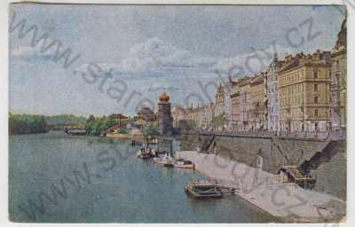  - Praha 1, Riegrovo nábřeží, loď, kolorovaná