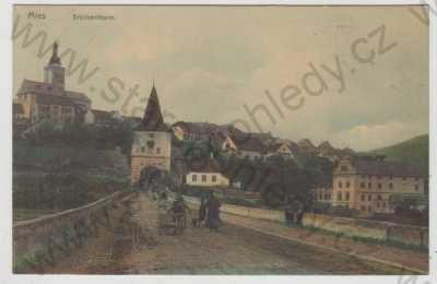  - Stříbro (Mies) - Tachov, mostecká věž, most, část města, kolorovaná