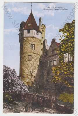  - Teplice-Šanov (Teplitz-Schönau), barevná, rozhledna- věž