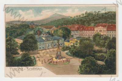  - Teplice-Šanov (Teplitz-Schönau), kolorovaná, částečný záběr města, pohled na město z výšky, DA