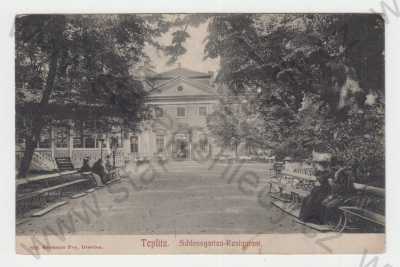  - Teplice (Teplitz), restaurace, lavička, žena