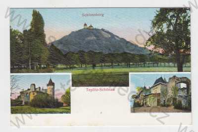  - Teplice-Šanov (Teplitz- Schönau), barevná, koláž, tlačené, Doubravská hora, celkový pohled, nádvoří