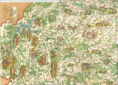  - 7x putování po Československu, mapy, Lipno, Náchod, Mělník, jižní Čechy, Jičín, Sušice, Karlovy Vary