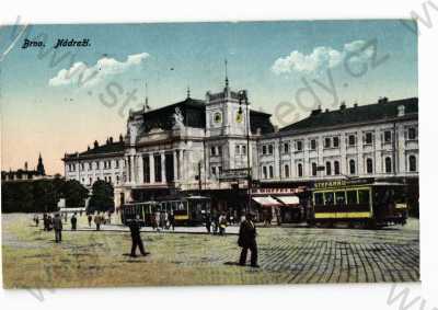  - Brno, částečný záběr města, nádraží, tramvaj