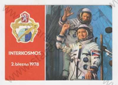  - Interkosmos, barevná, kosmonaut-Alexej Gubarev a Vladimír Remek, znak