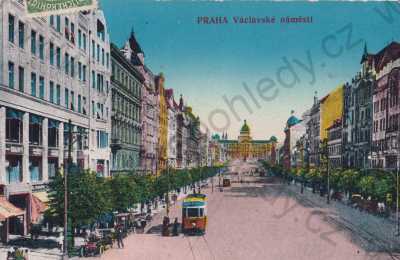  - Praha 1, Václavské náměstí, tramvaj, barevná, Národní muzeum