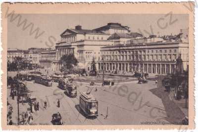  - Polsko - Warszawa - divadlo, tramvaj, automobil