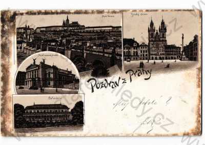  - Praha, koláž, více záběrů, Malá Strana, Týnský chrám, divadlo, Belveder, DA