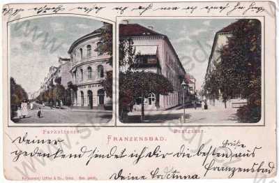  - Františkovy Lázně - Parkstrasse, Postgasse, koláž, kolorovaná, DA