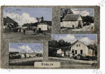  - Roblín, Praha-západ, koláž, náměstí, hostinec, hasičská zbrojnice..