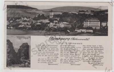  - Poběžovice (Ronsperg) - Domažlice, více záběrů, celkový pohled, zřícenina hradu Hirschstein, Šumava, Tief im Böhmerwald