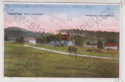  - Mariánská (Maria Sorg) - Karlovy Vary, celkový pohled, kostel, kolorovaná
