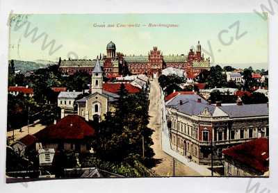  - Ukrajina - Černivci - pohled ulicí, pohled na město, kolorovaná