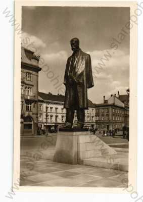  - Prostějov, náměstí, socha T.G.Masaryka, Fototypia-Vyškov
